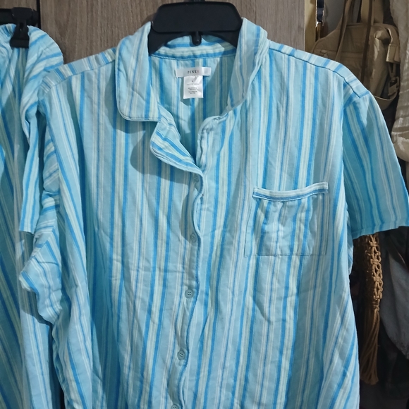 PINK Victoria's Secret Light Blue Striped Pajama Set - Picture 2 of 5